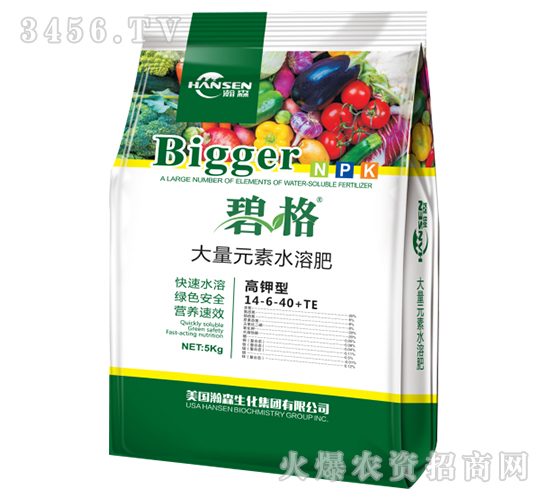 高鉀型大量元素水溶肥14-6-40+TE-碧格-瀚森