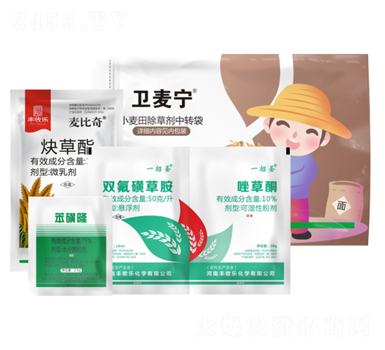 5%雙異磺草服+10%唑草酮+75%年磺隆+15%炔草酯-衛(wèi)麥寧-豐收樂