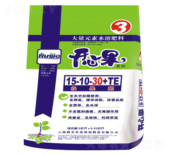 大量元素水溶肥15-10-30+TE-開心果-潤杰農科