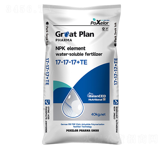 40kg大量元素水溶肥料17-17-17+TE-獅瑪宏圖-海澤藍