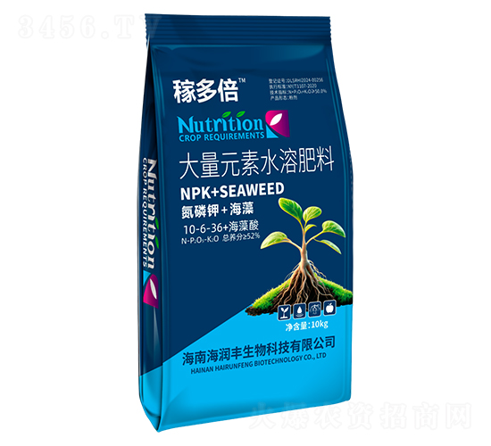 大量元素水溶肥料10-6-36+海藻酸-稼多倍-海潤豐